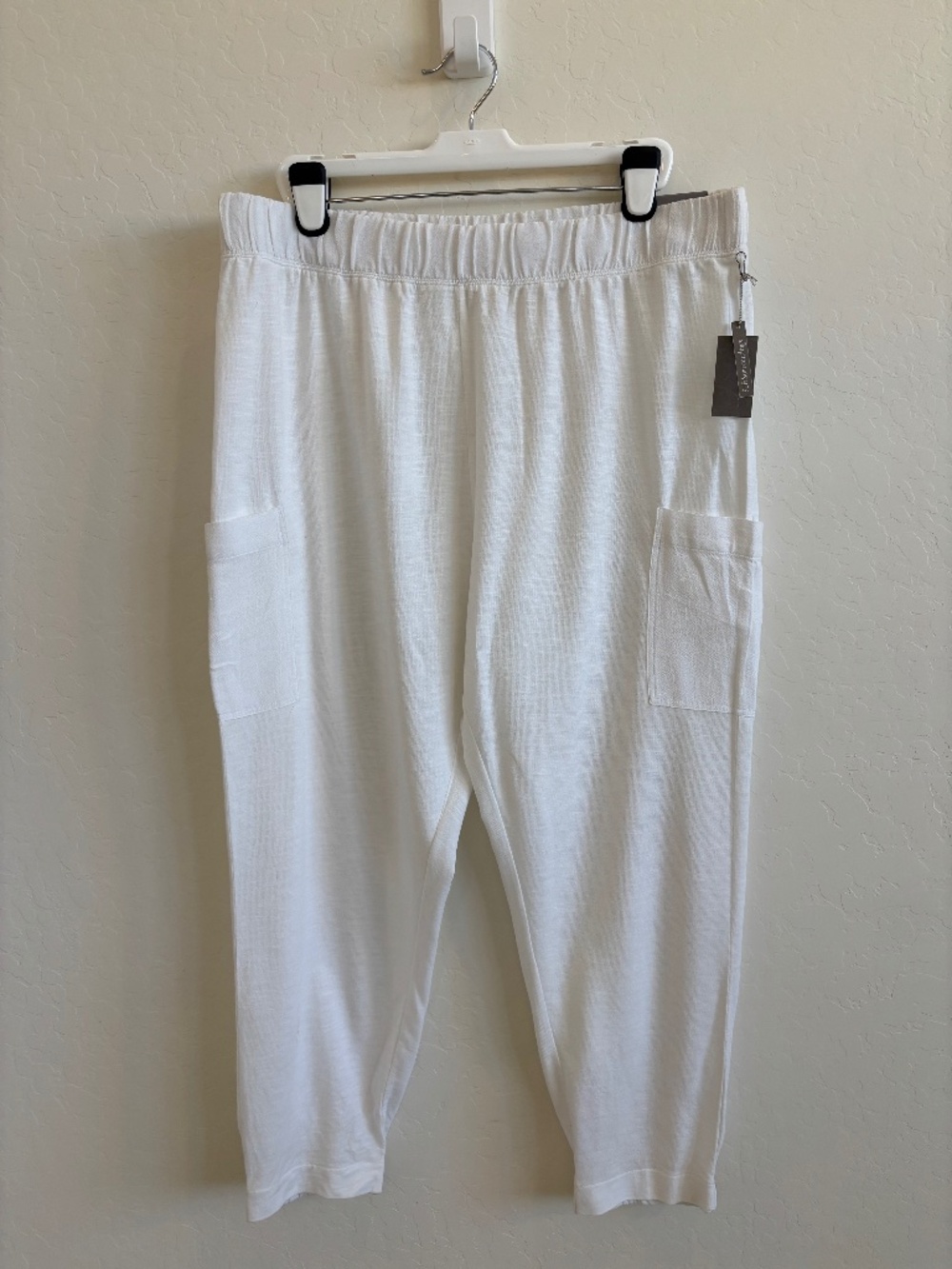 NWT Soft Surroundings White Slouchy Jogger Lounge Pants Plus Size 2X 22W
